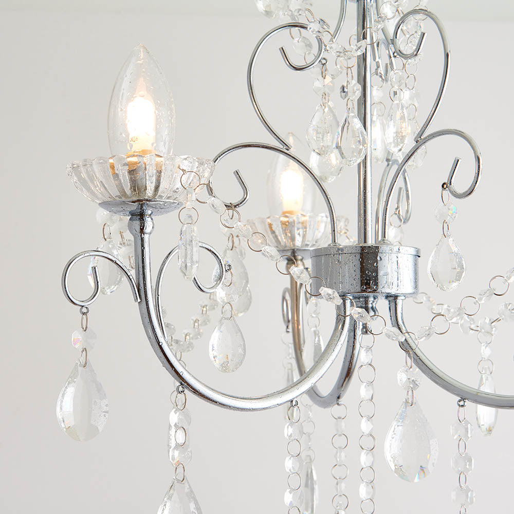 Endon Tabitha 3 Light Semi Flush Fitting - Chrome Plate & Clear Crystal