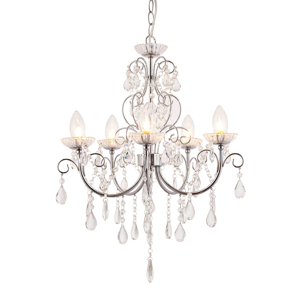 Endon Tabitha 5 Light Pendant - Chrome Plate & Clear Crystal