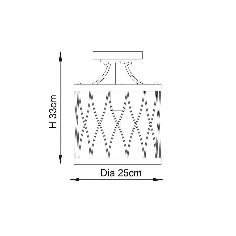 Endon Heston Single Light Flush Fitting - Matt Black & Rustic Bronze Paint