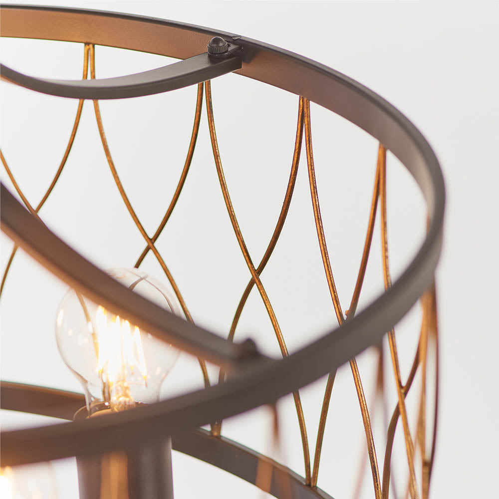 Endon Heston 5 Light Pendant - Matt Black & Rustic Bronze Paint