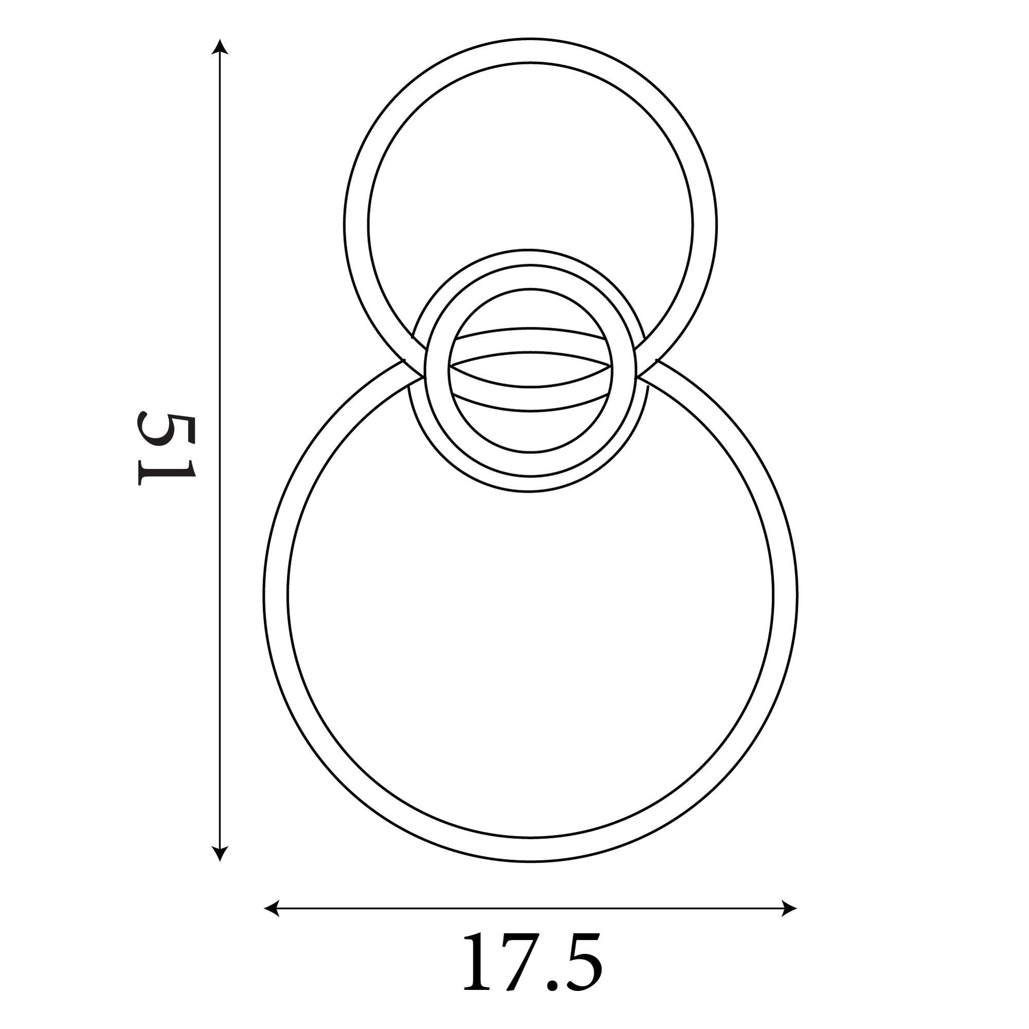 Technical line drawing of the Searchlight Triple LED Flush ceiling light showing the three ring layout with 51cm and 17.5cm dimension callouts