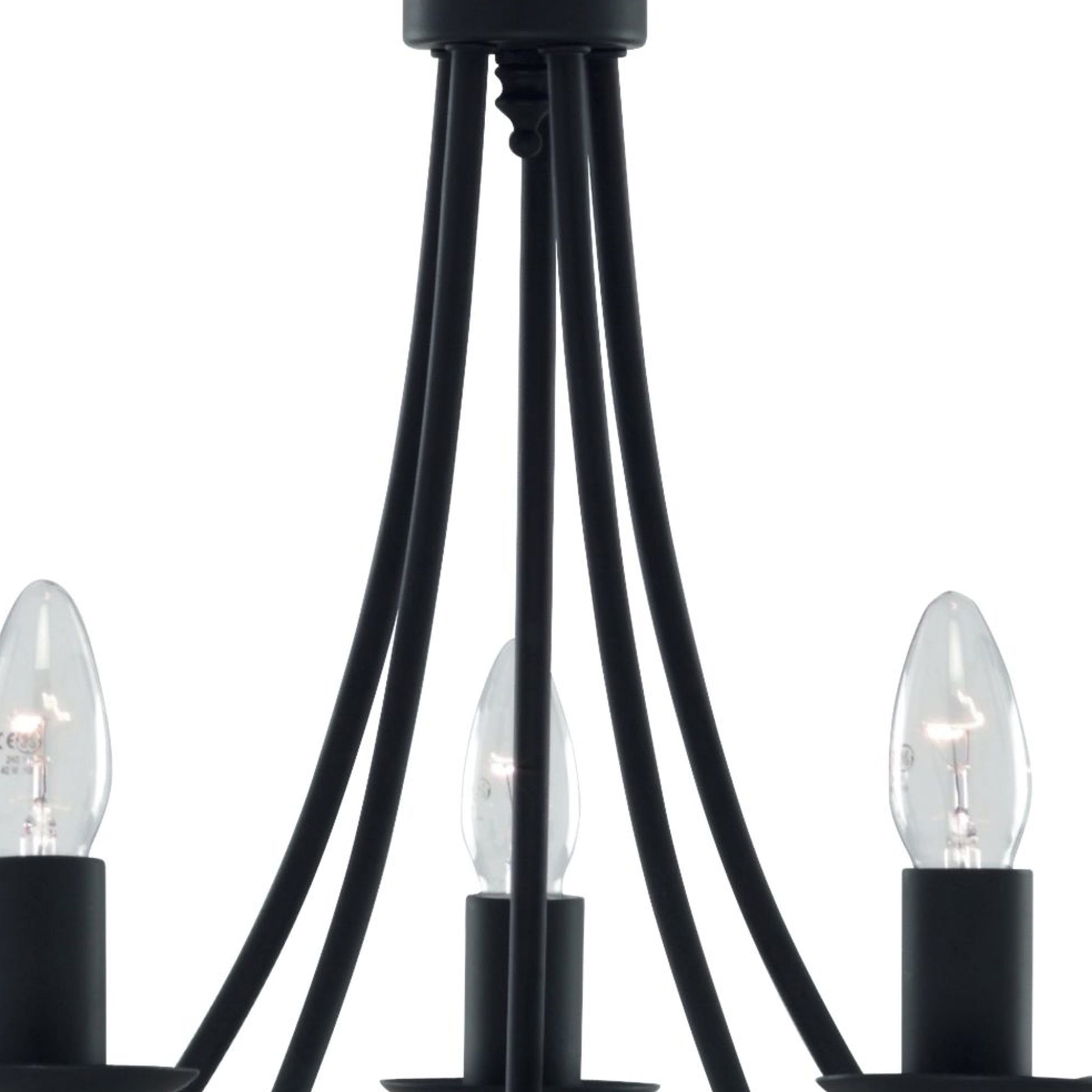Searchlight Marsh Matt Black 5 Light Multi-arm Fitting, Birdcage Design