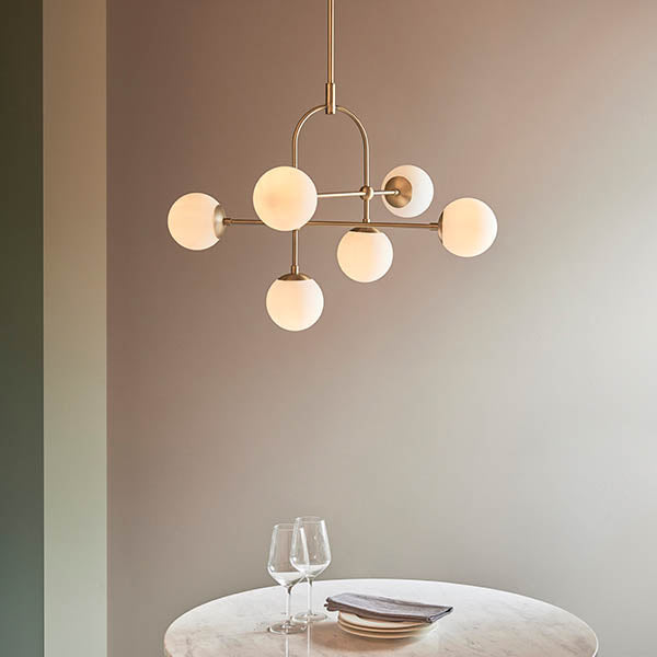 Utopia Sphere 6 Light Semi Flush Fitting - Antique Brass - 86cm Diameter