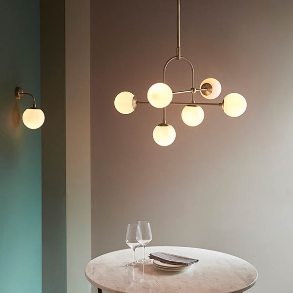 Utopia Sphere 6 Light Semi Flush Fitting - Antique Brass - 86cm Diameter