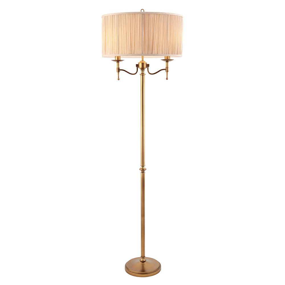 Interiors 1900 Stanford Floor Lamp - Antique Brass & Beige Shade
