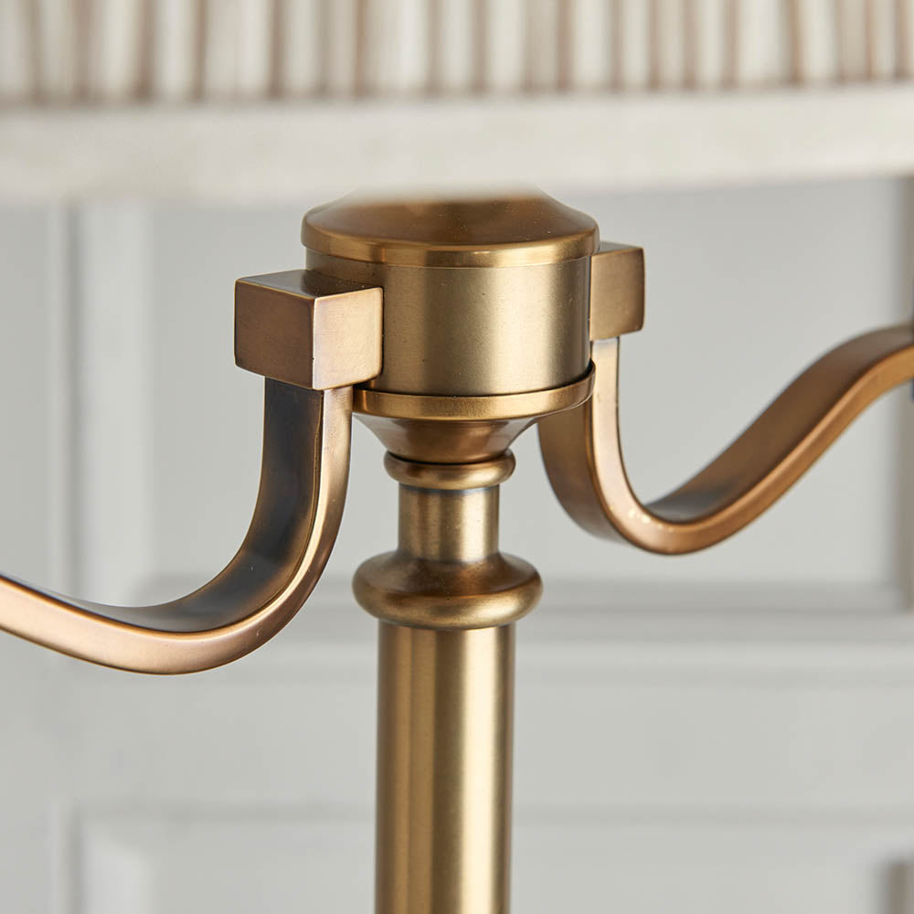 Interiors 1900 Stanford Floor Lamp - Antique Brass & Beige Shade