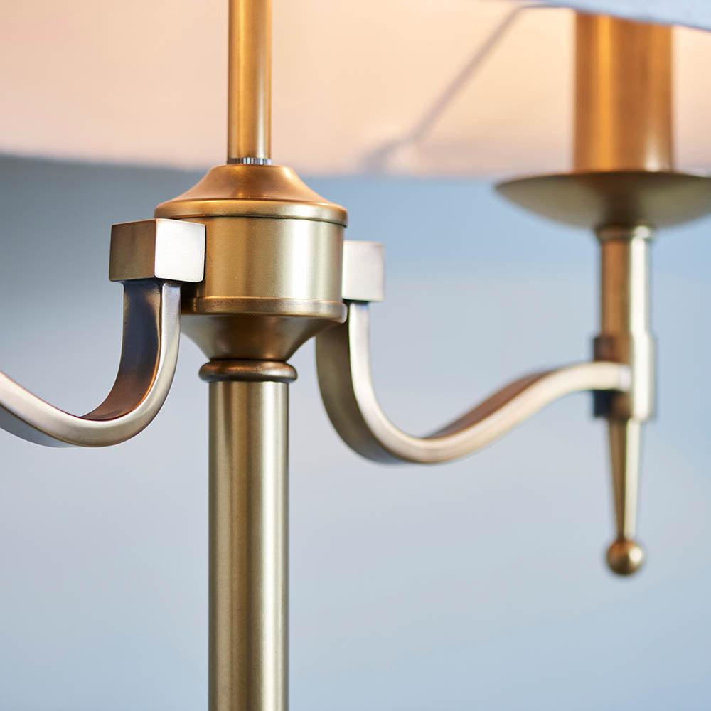 Interiors 1900 Stanford Table Lamp - Antique Brass & Beige Shade
