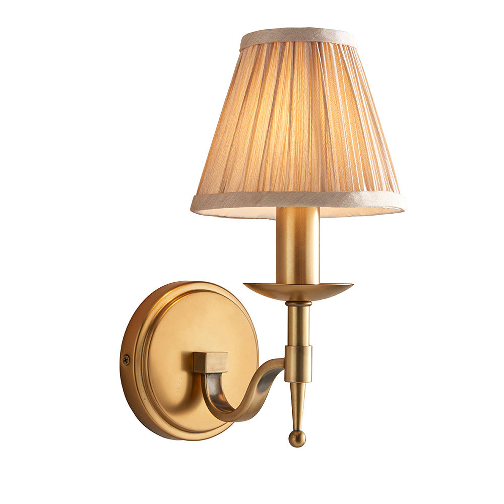 Interiors 1900 Stanford Single Wall Light - Antique Brass & Beige Organza Shade