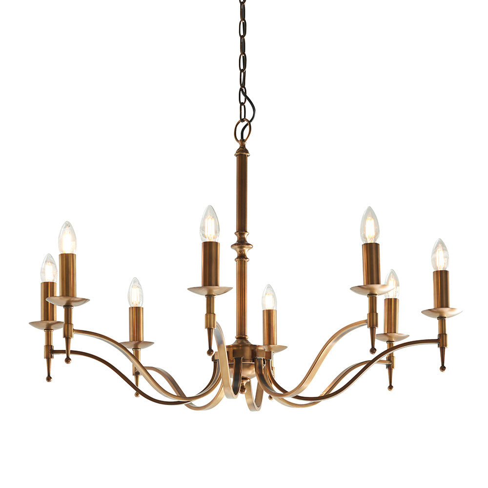 Interiors 1900 Stanford 8 Light Pendant - Antique Brass