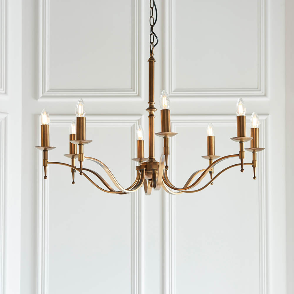 Interiors 1900 Stanford 8 Light Pendant - Antique Brass