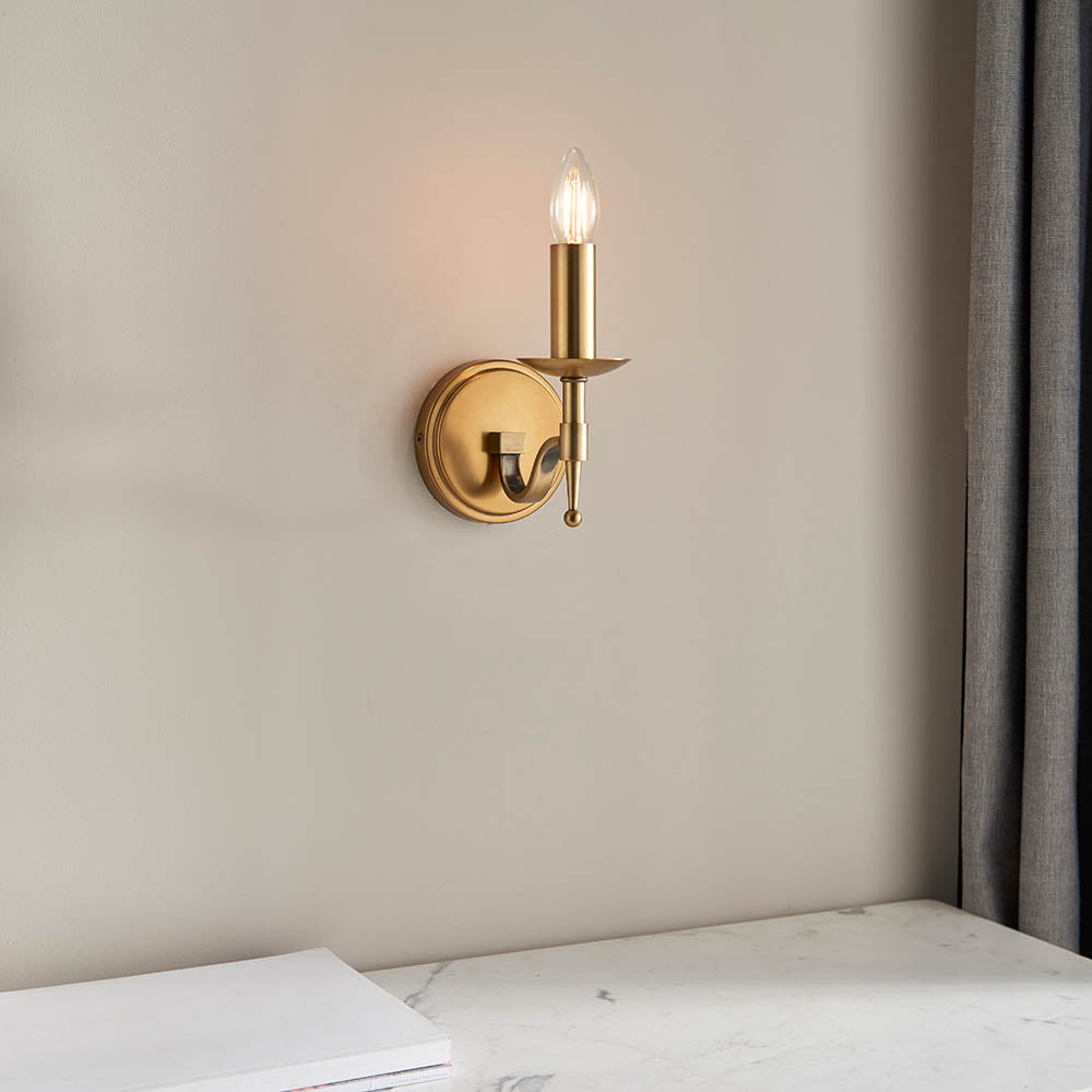 Interiors 1900 Stanford Single Wall Light - Antique Brass