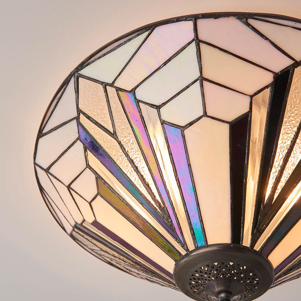 Interiors 1900 Astoria Large 2 Light Flush Fitting - Tiffany Glass
