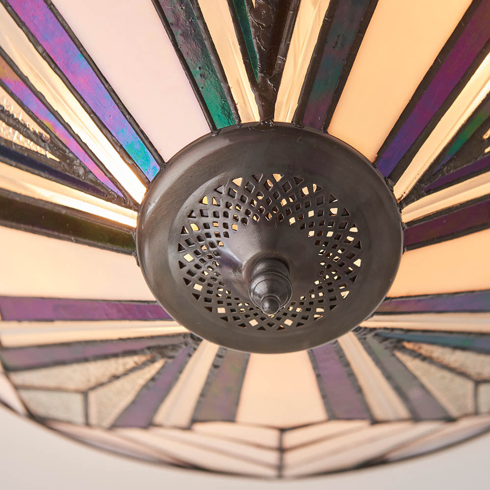 Interiors 1900 Astoria Large 2 Light Flush Fitting - Tiffany Glass