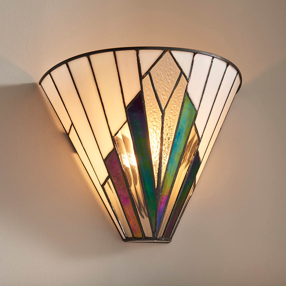 Interiors 1900 Astoria Single Wall Fitting - Tiffany Glass