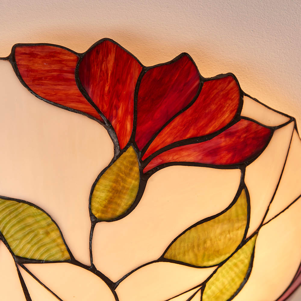 Interiors 1900 Botanica Large 2 Light Flush Fitting - Tiffany Glass