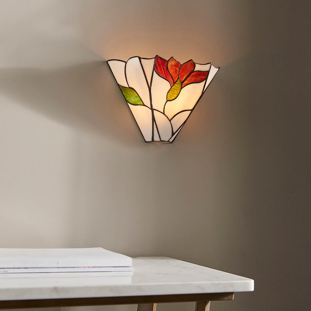 Interiors 1900 Botanica Single Wall Fitting - Tiffany Glass