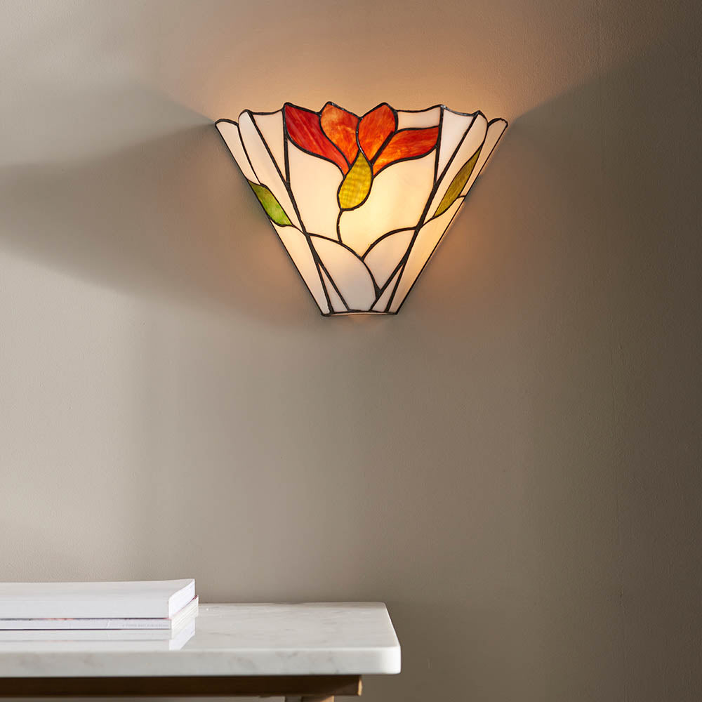 Interiors 1900 Botanica Single Wall Fitting - Tiffany Glass