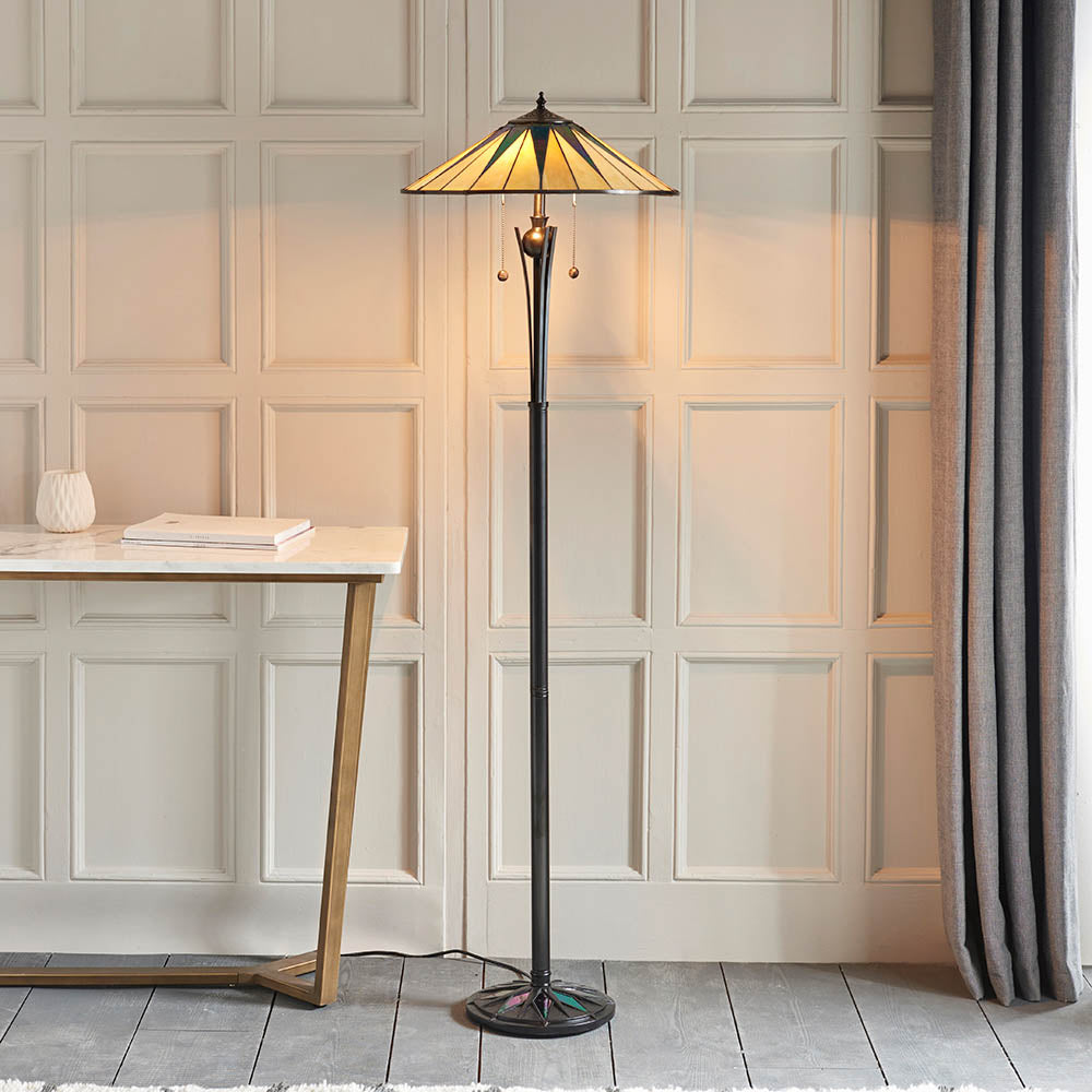 Interiors 1900 Dark Star Floor Lamp - Handcrafted Tiffany Style Glass