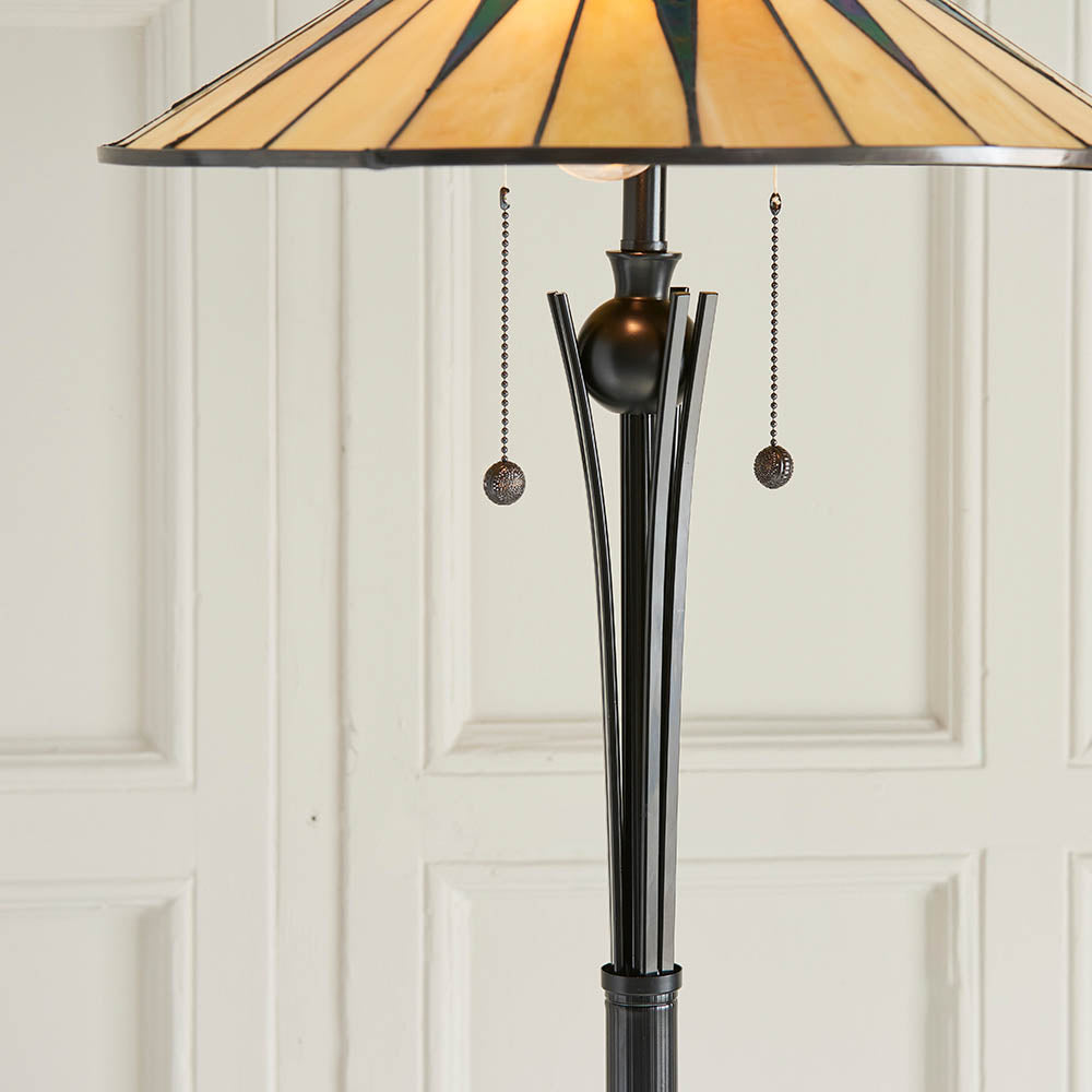 Interiors 1900 Dark Star Floor Lamp - Handcrafted Tiffany Style Glass