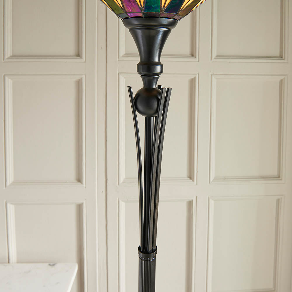 Interiors 1900 Dark Star UpLighter Floor Lamp - Tiffany Glass
