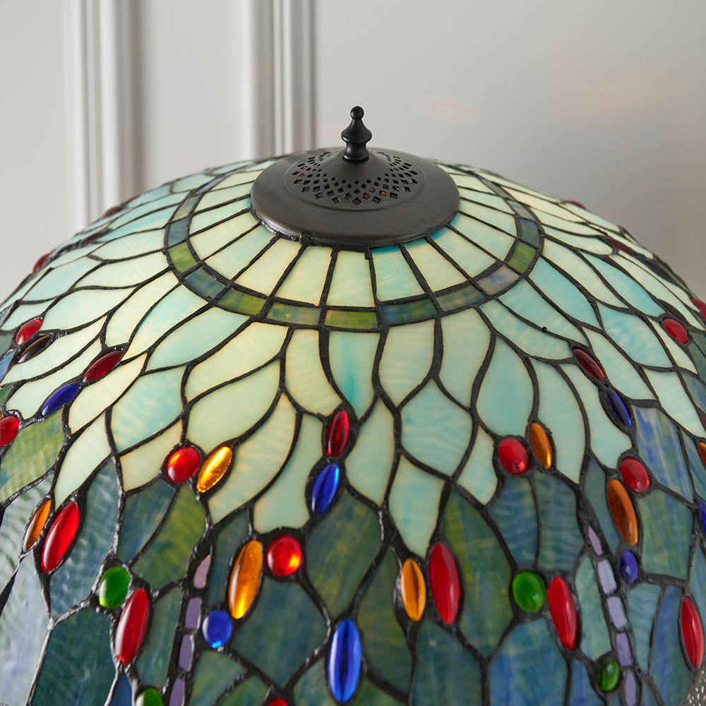 Interiors 1900 Dragonfly Blue Floor Lamp - Tiffany Glass