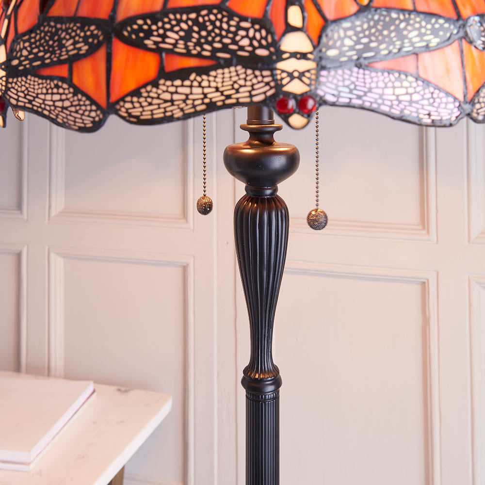 Interiors 1900 Dragonfly Flame Floor Lamp - Tiffany Glass