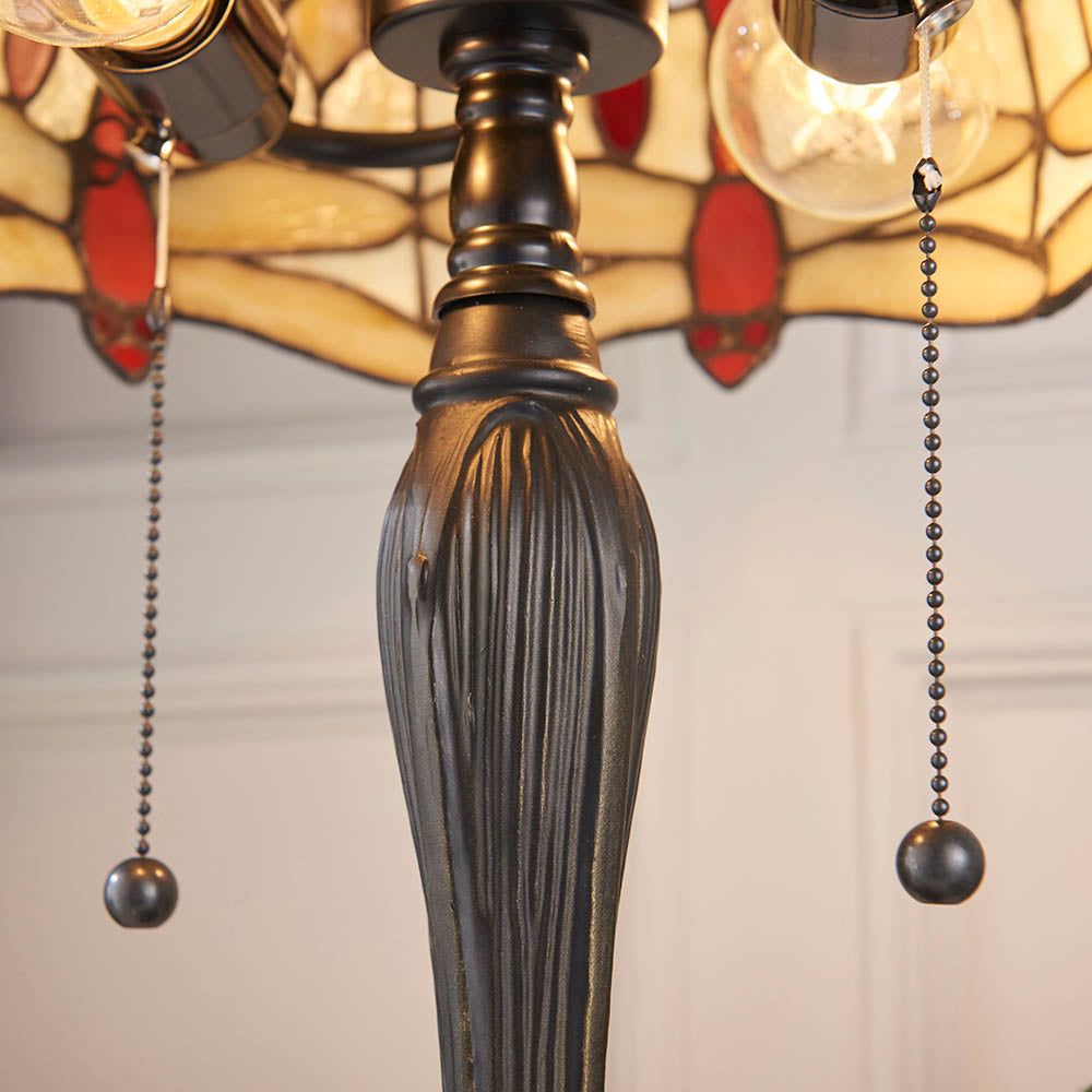 Interiors 1900 Dragonfly Beige Small Table Lamp - Tiffany Glass