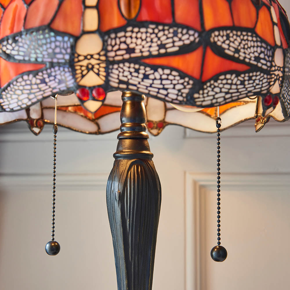 Interiors 1900 Dragonfly Flame Small Table Lamp - Tiffany Glass