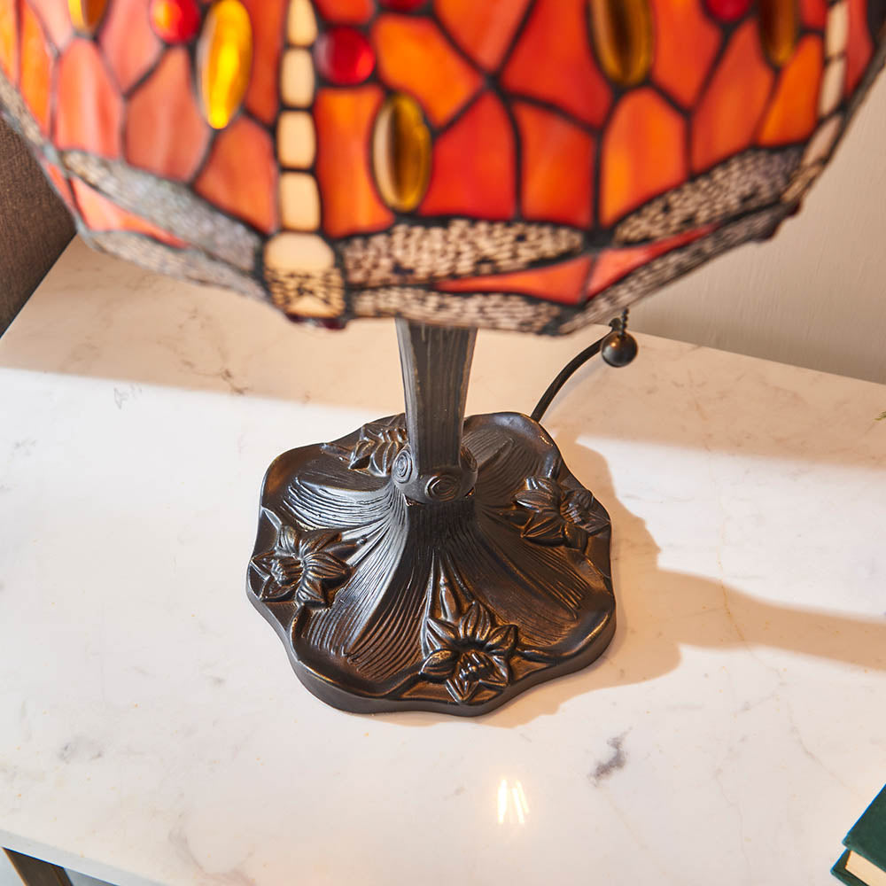 Interiors 1900 Dragonfly Flame Small Table Lamp - Tiffany Glass