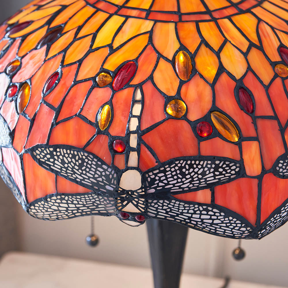 Interiors 1900 Dragonfly Flame Medium Table Lamp - Tiffany Glass