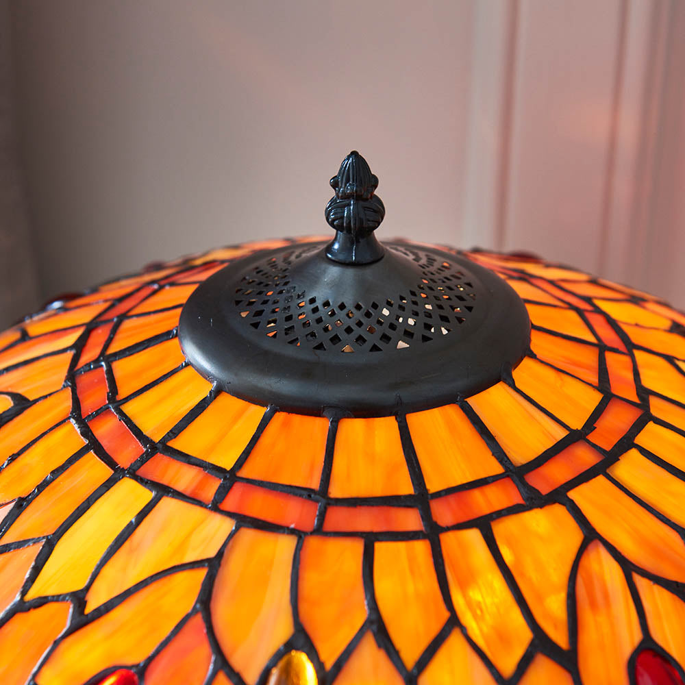 Interiors 1900 Dragonfly Flame Medium Table Lamp - Tiffany Glass