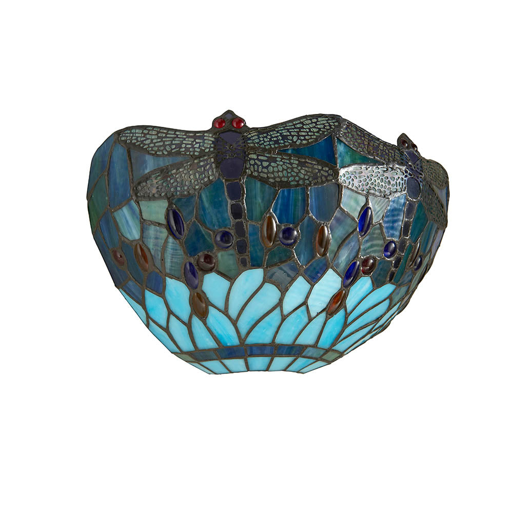 Interiors 1900 Dragonfly Blue Single Wall Fitting - Tiffany Glass