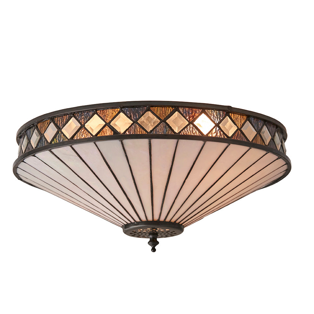 Interiors 1900 Fargo Medium 2 Light Flush Fitting - Tiffany Glass