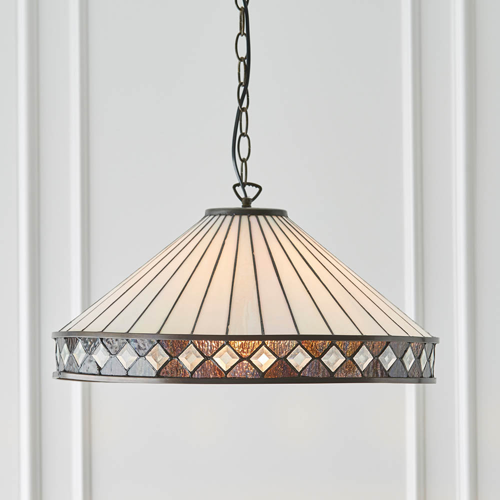 Interiors 1900 Fargo Large Single Pendant - Tiffany Glass