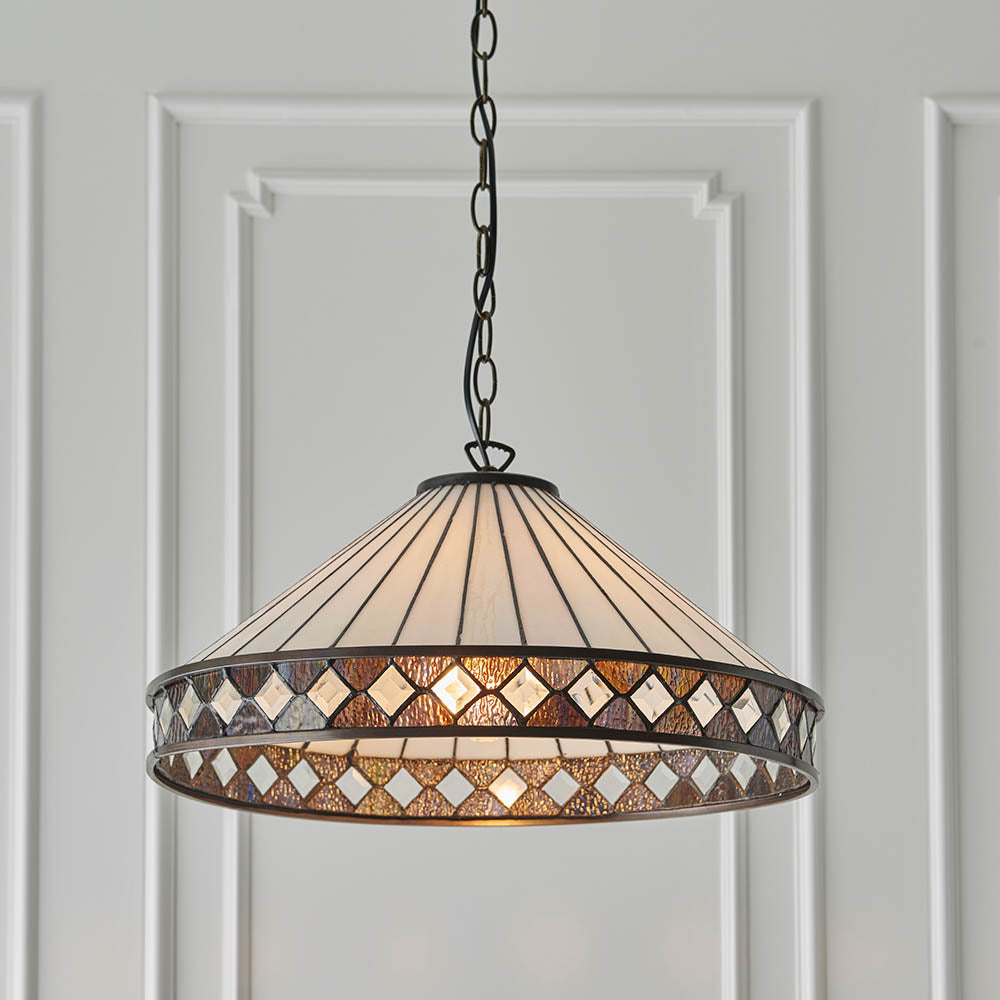 Interiors 1900 Fargo Large Single Pendant - Tiffany Glass