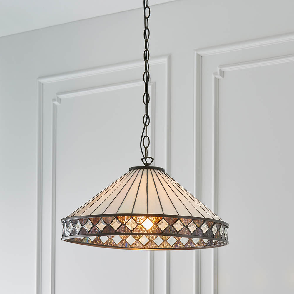 Interiors 1900 Fargo Large Single Pendant - Tiffany Glass