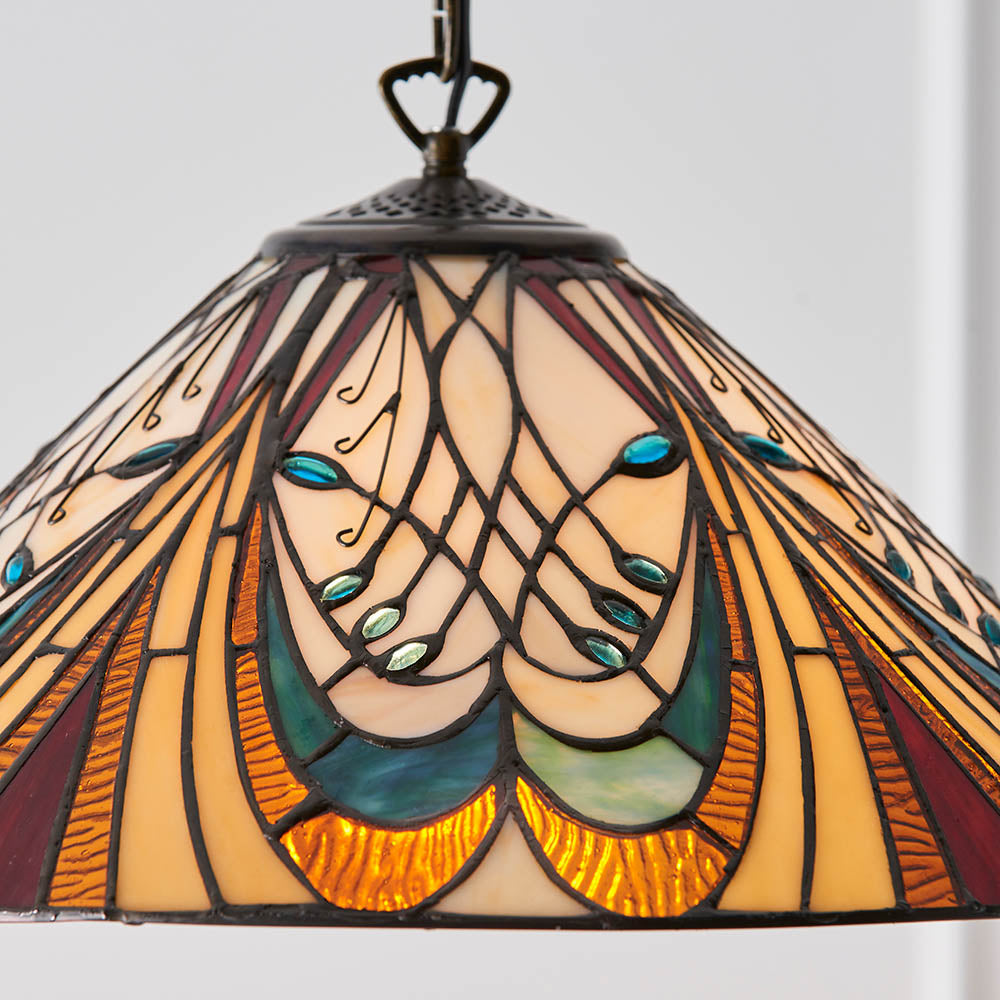 Interiors 1900 Hector Medium Pendant - Handcrafted Tiffany Style Glass