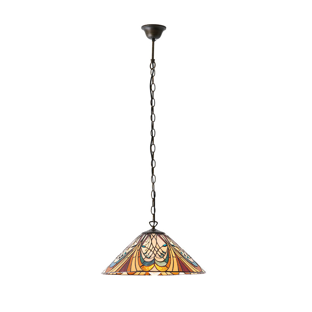 Interiors 1900 Hector Medium Pendant - Handcrafted Tiffany Style Glass