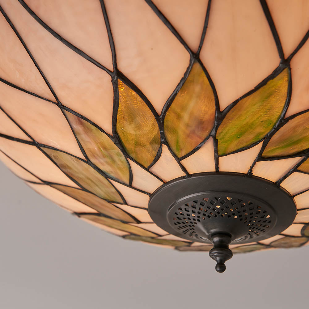 Interiors 1900 Hutchinson Large 2 Light Flush Fitting - Tiffany Glass