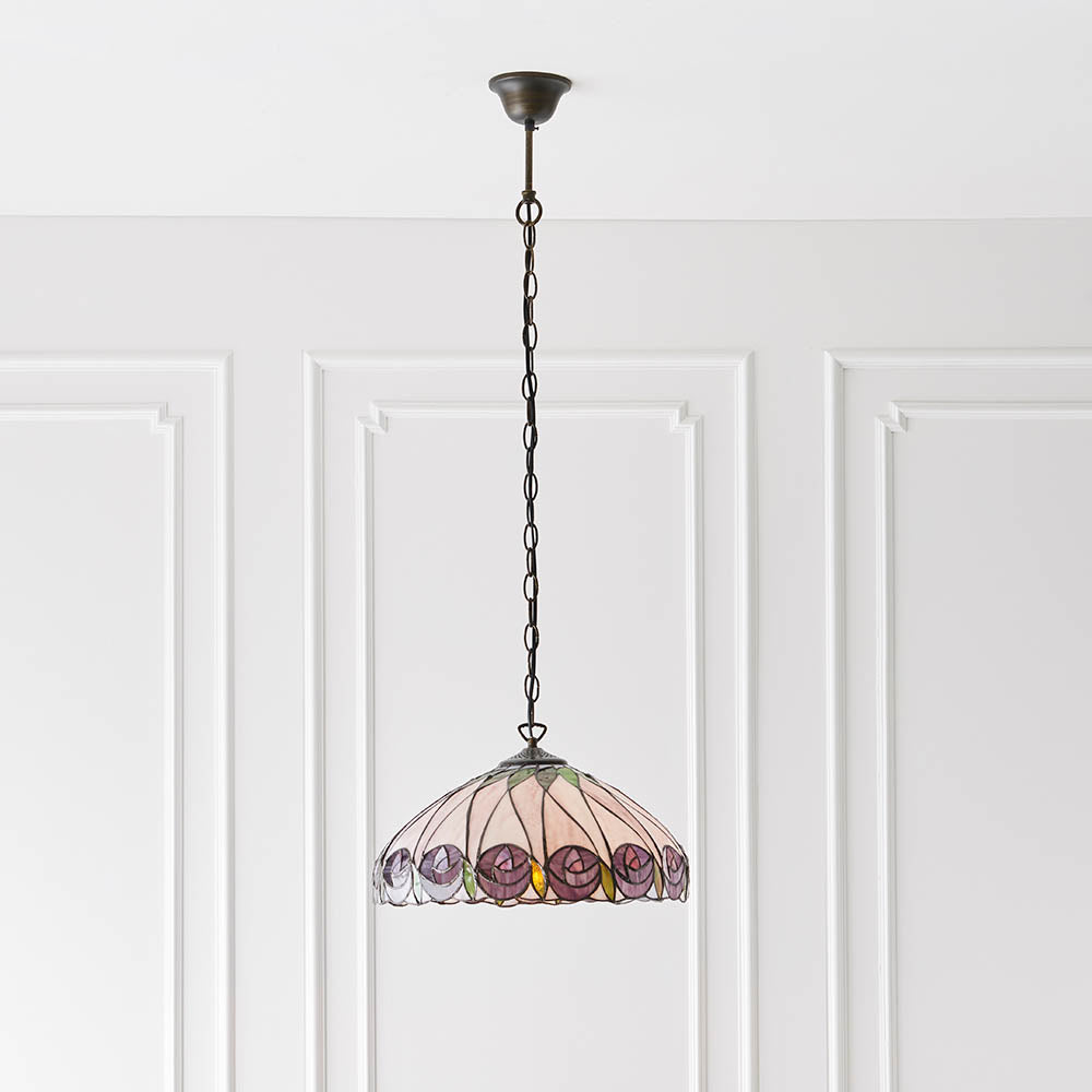 Interiors 1900 Hutchinson Medium Pendant - Handcrafted Tiffany Style Glass