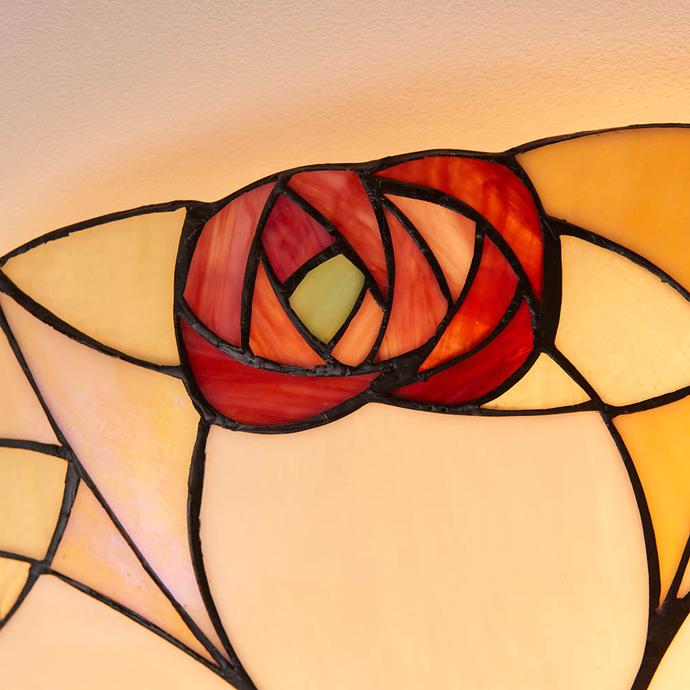 Interiors 1900 Ingram Large 2 Light Flush Fitting - Tiffany Glass