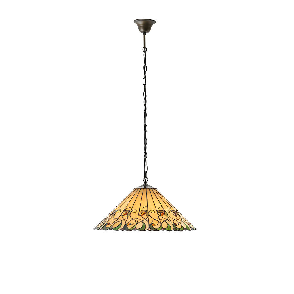 Interiors 1900 Jamelia Large 3 Light Pendant - Handcrafted Tiffany Style Glass