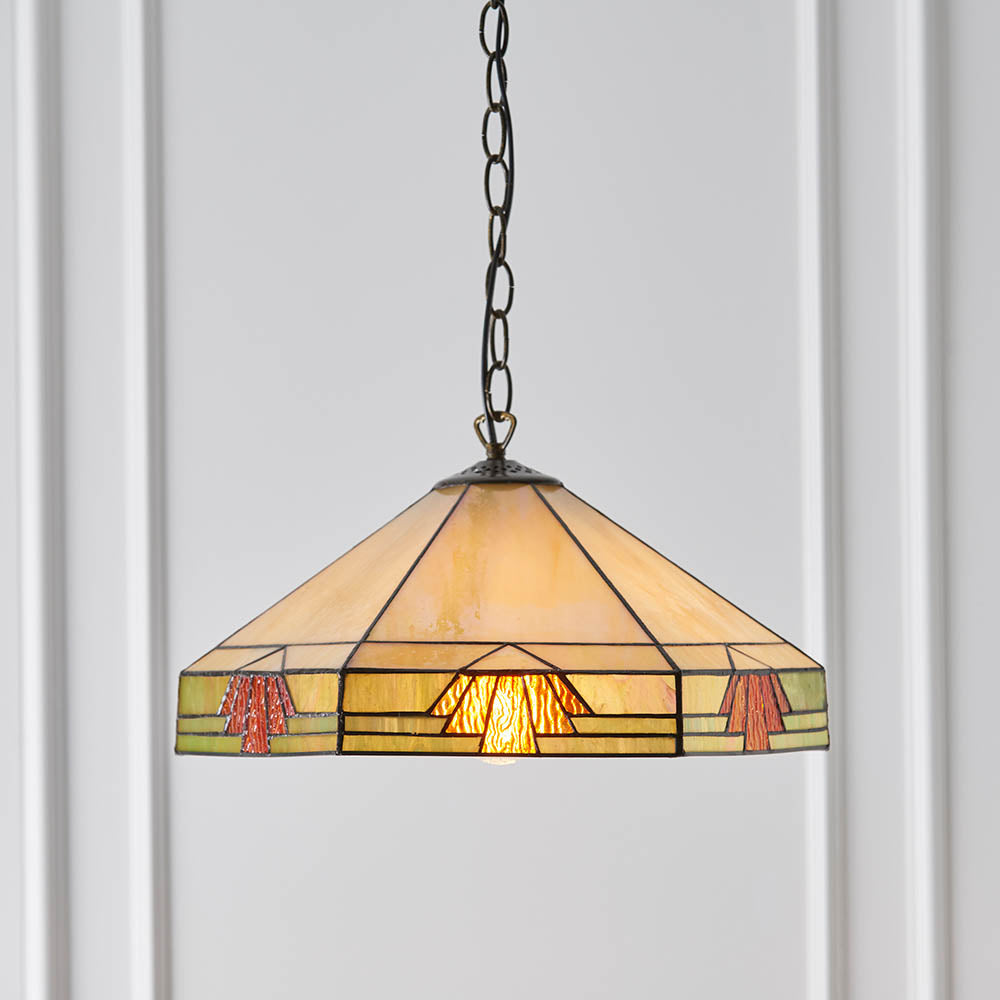 Interiors 1900 Nevada Medium Pendant - Handcrafted Tiffany Style Glass