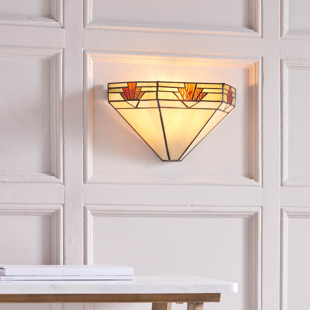 Interiors 1900 Nevada Wall Fitting - Tiffany Glass