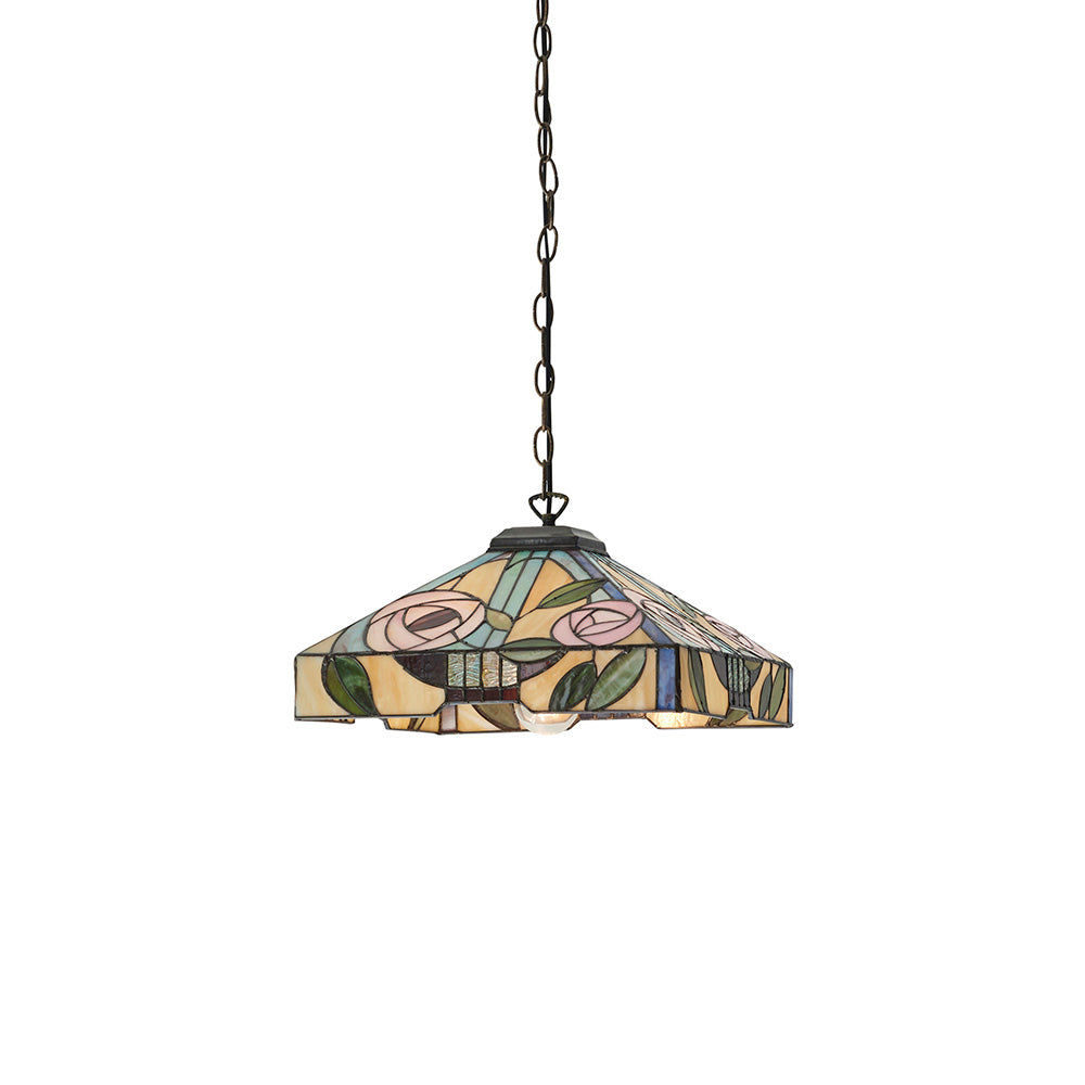 Interiors 1900 Willow Medium Pendant - Handcrafted Tiffany Style Glass