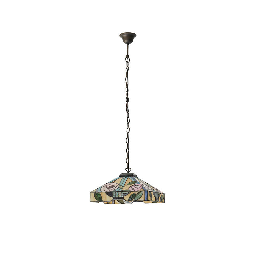 Interiors 1900 Willow Medium Pendant - Handcrafted Tiffany Style Glass