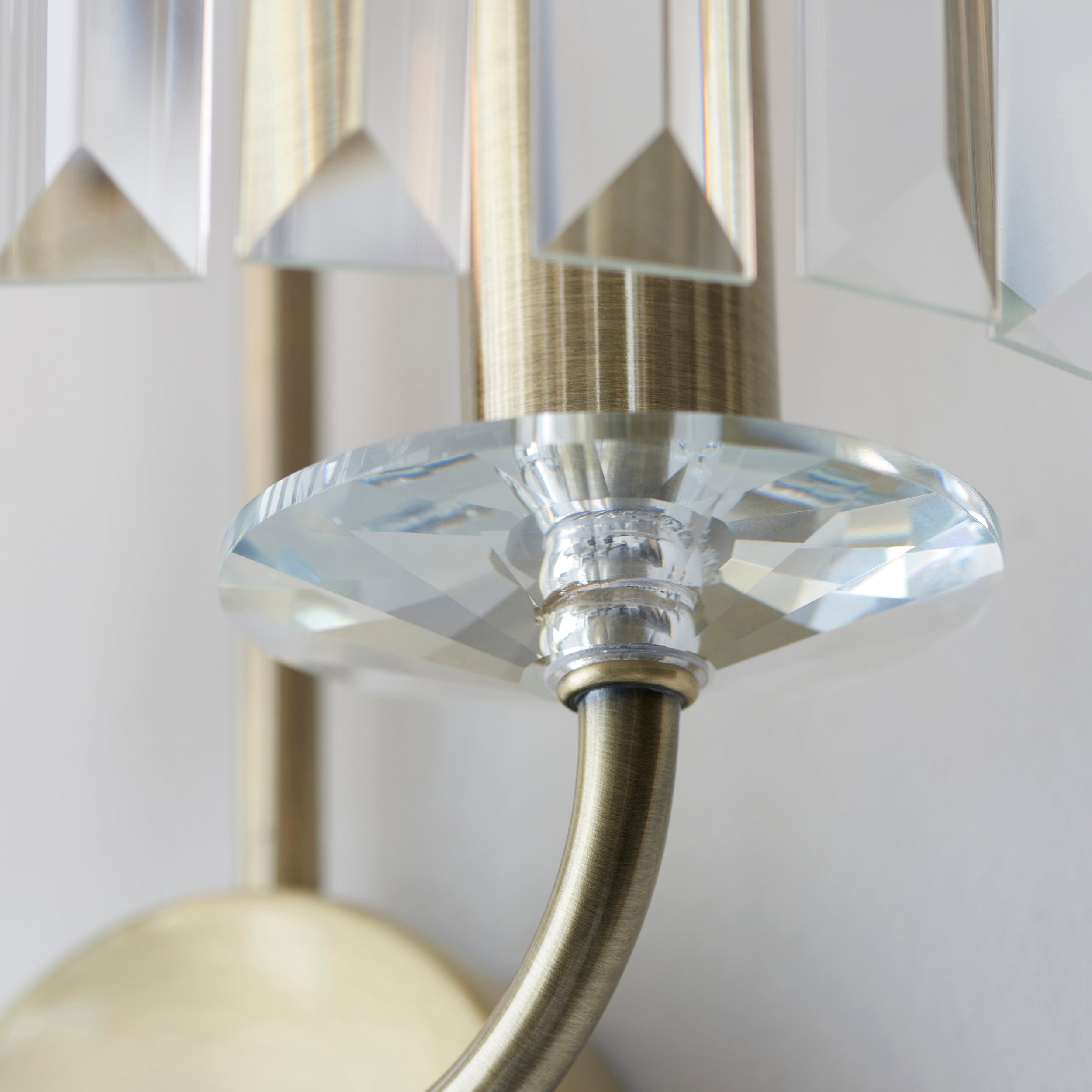 Utopia Martini 2 Light Wall Light - Antique Brass & Clear Cut Glass