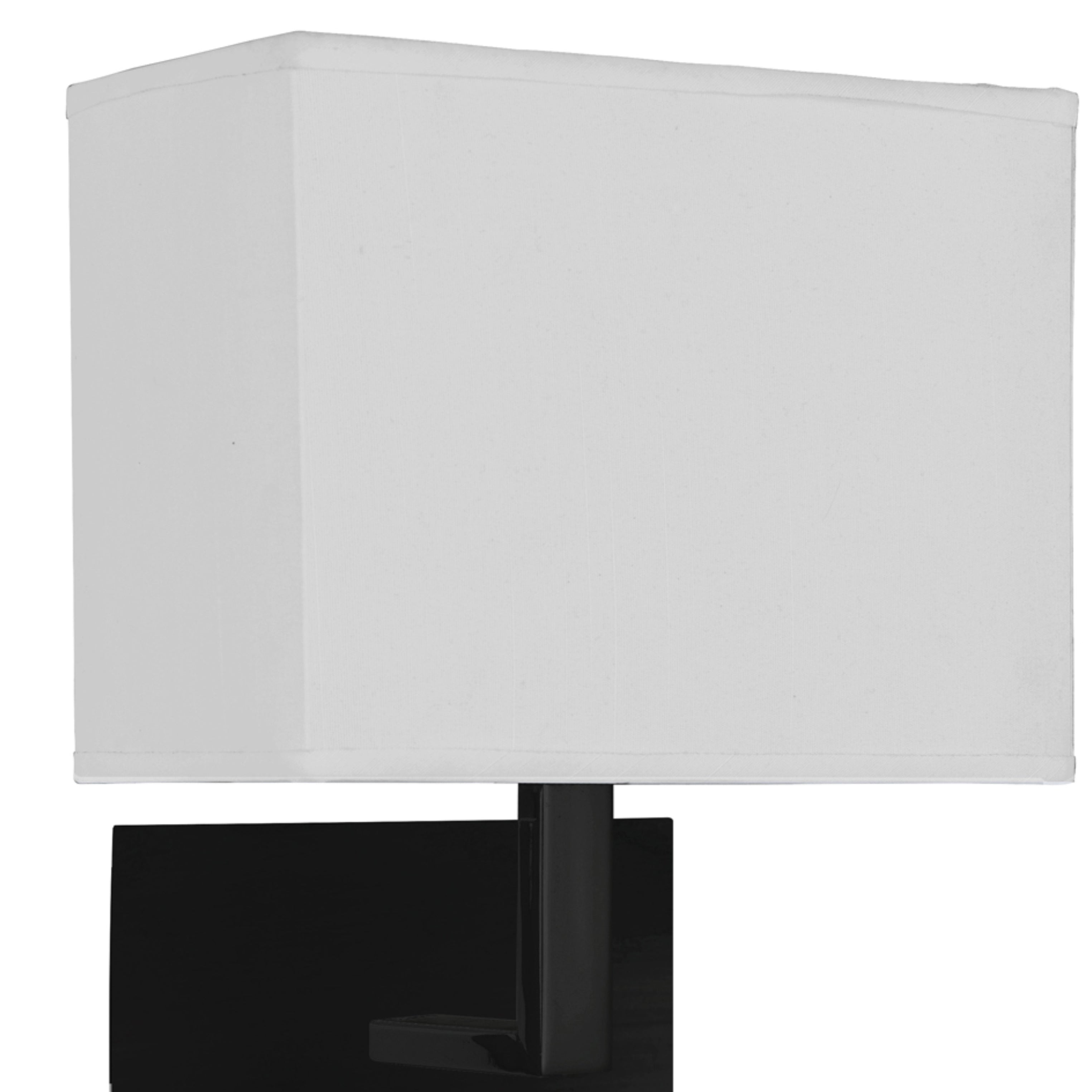 Searchlight Hardy Wall Light with Reading Light - Matt Black & White Fabric Shade