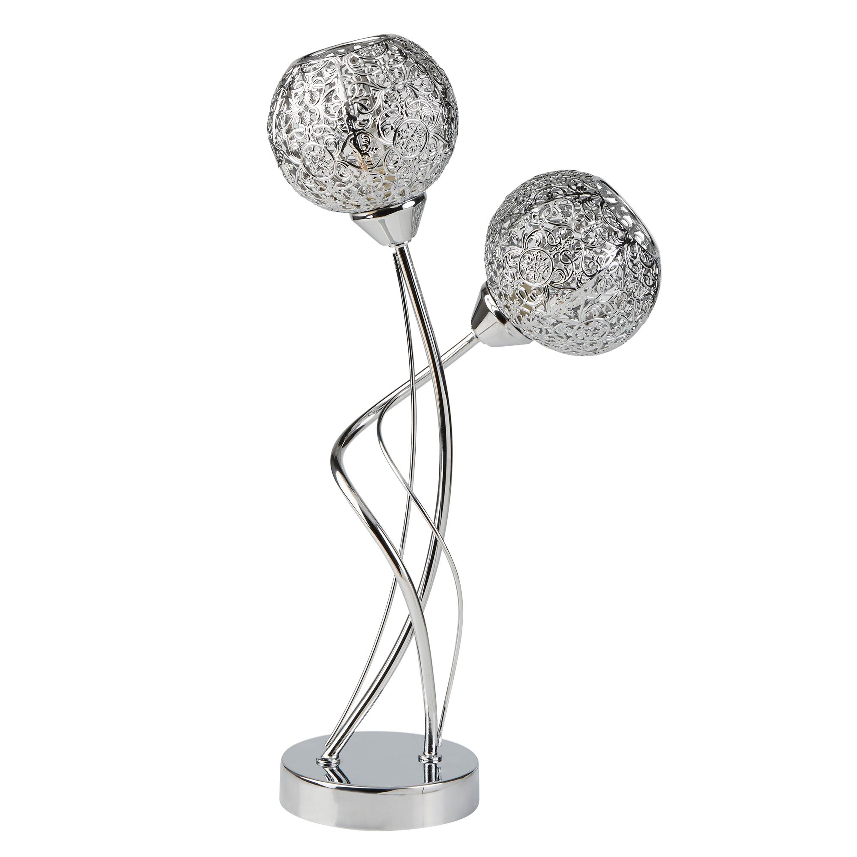 Searchlight Smithdown 2 Light Table Lamp - Chrome & Laser Cut Shades