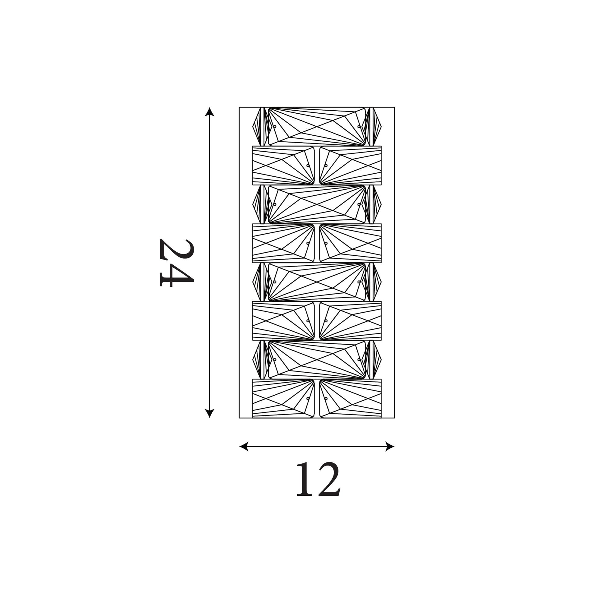 Searchlight Modena LED Wall Light technical line drawing showing 24cm height and 12cm width